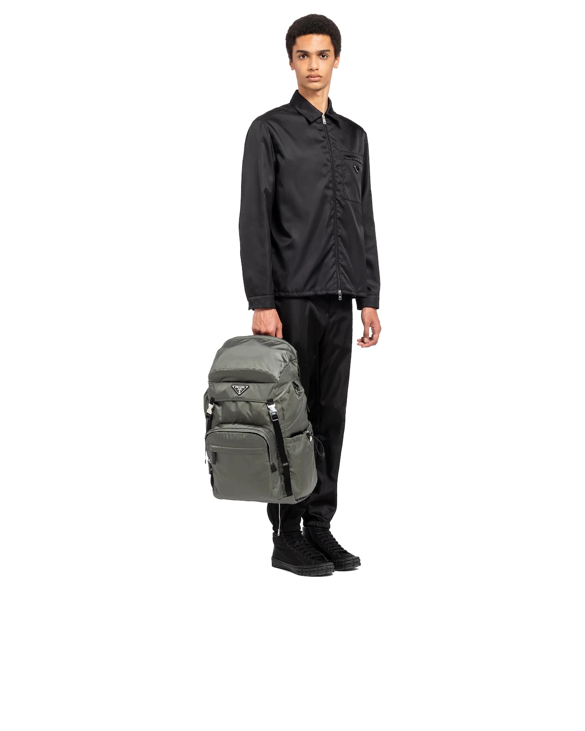 Re-Nylon and Saffiano leather backpack - 7