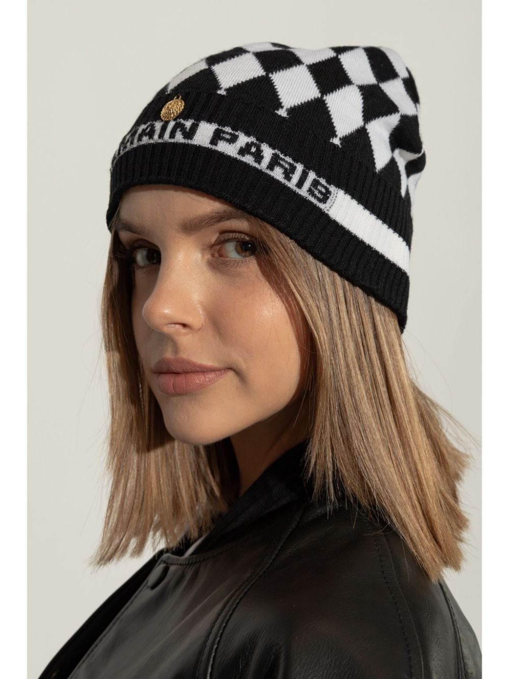 checked wool beanie - 2