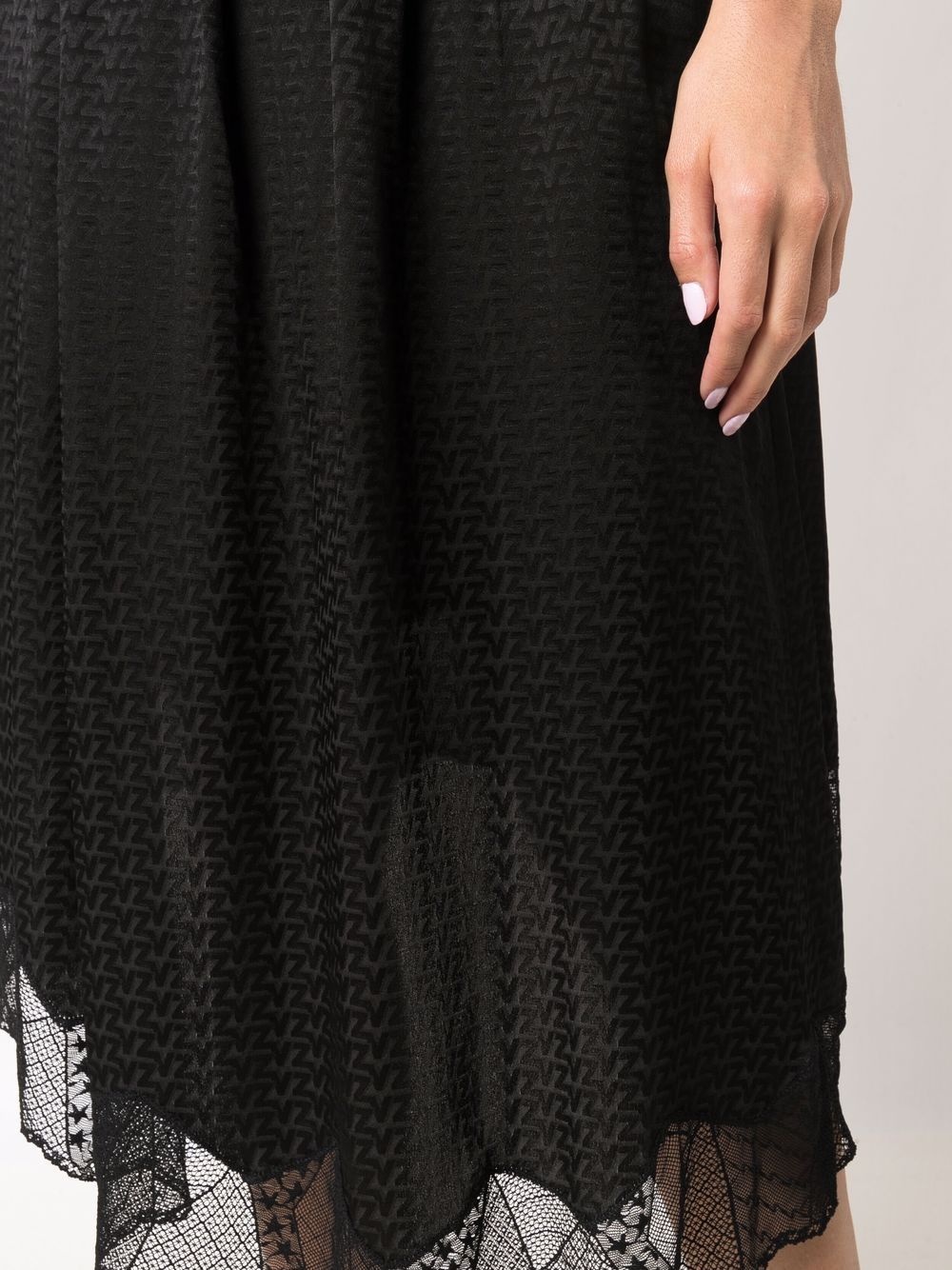sheer-panelling slip-on asymmetric skirt - 5