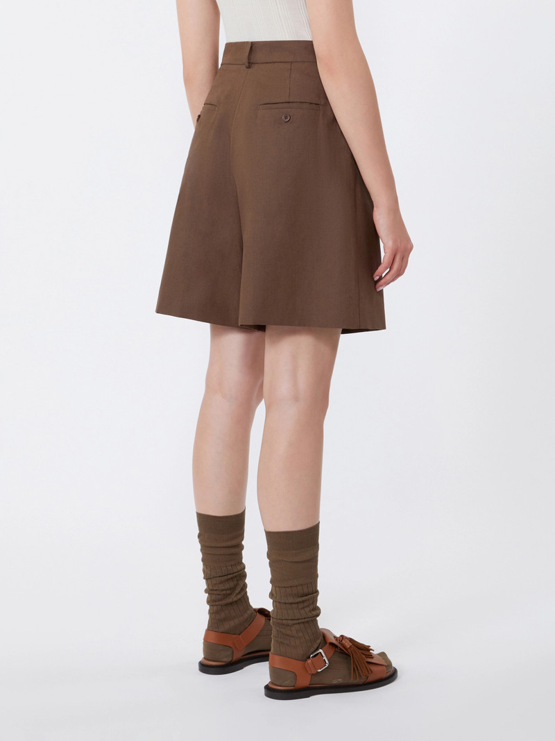 ECUBA Cotton and linen canvas Bermuda shorts - CHOCOLATE 4