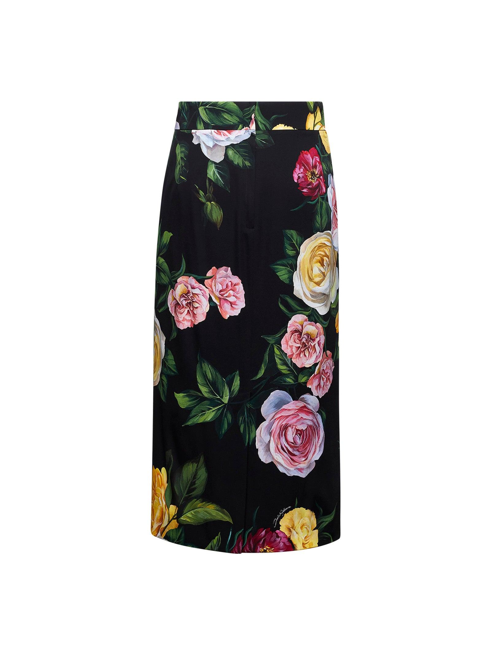 Peony and Rose print calf-lenght skirt - 2