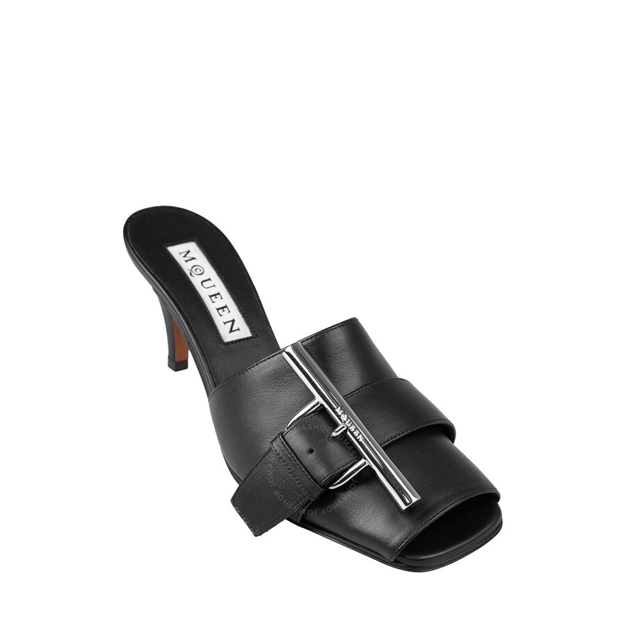 Alexander Mcqueen Ladies Black Francisco 70 mm Leather Mules - 2