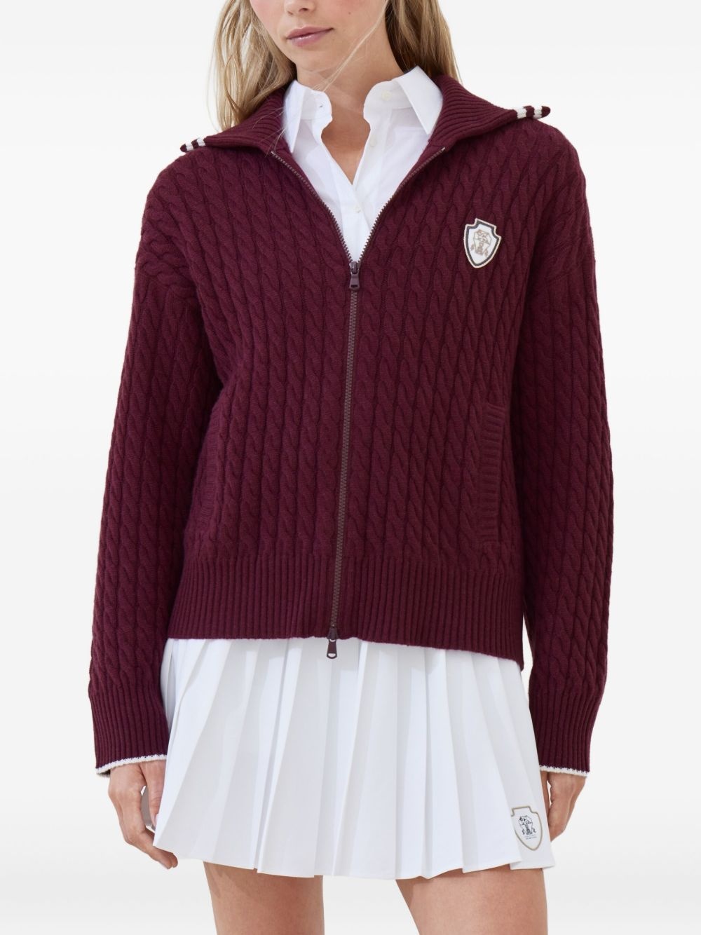 cable-knit zip-front cardigan - 3