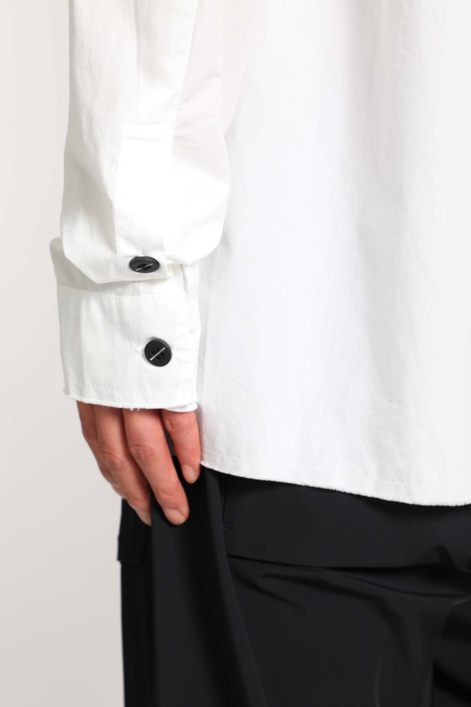 Cotton Poplin Stand Collar Shirt - 4