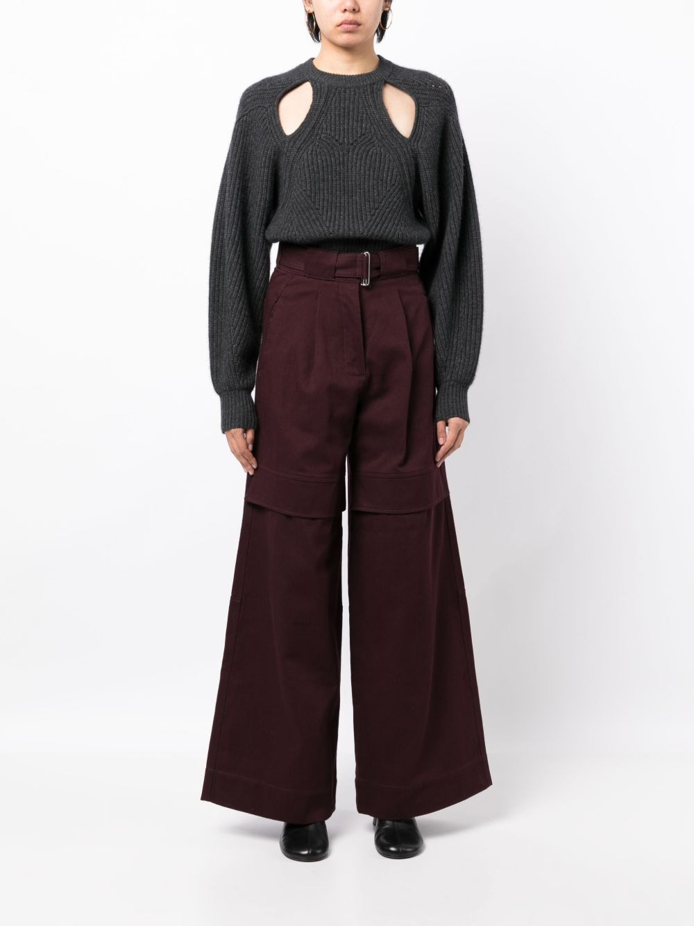 layered-effect wide-leg trousers - 2