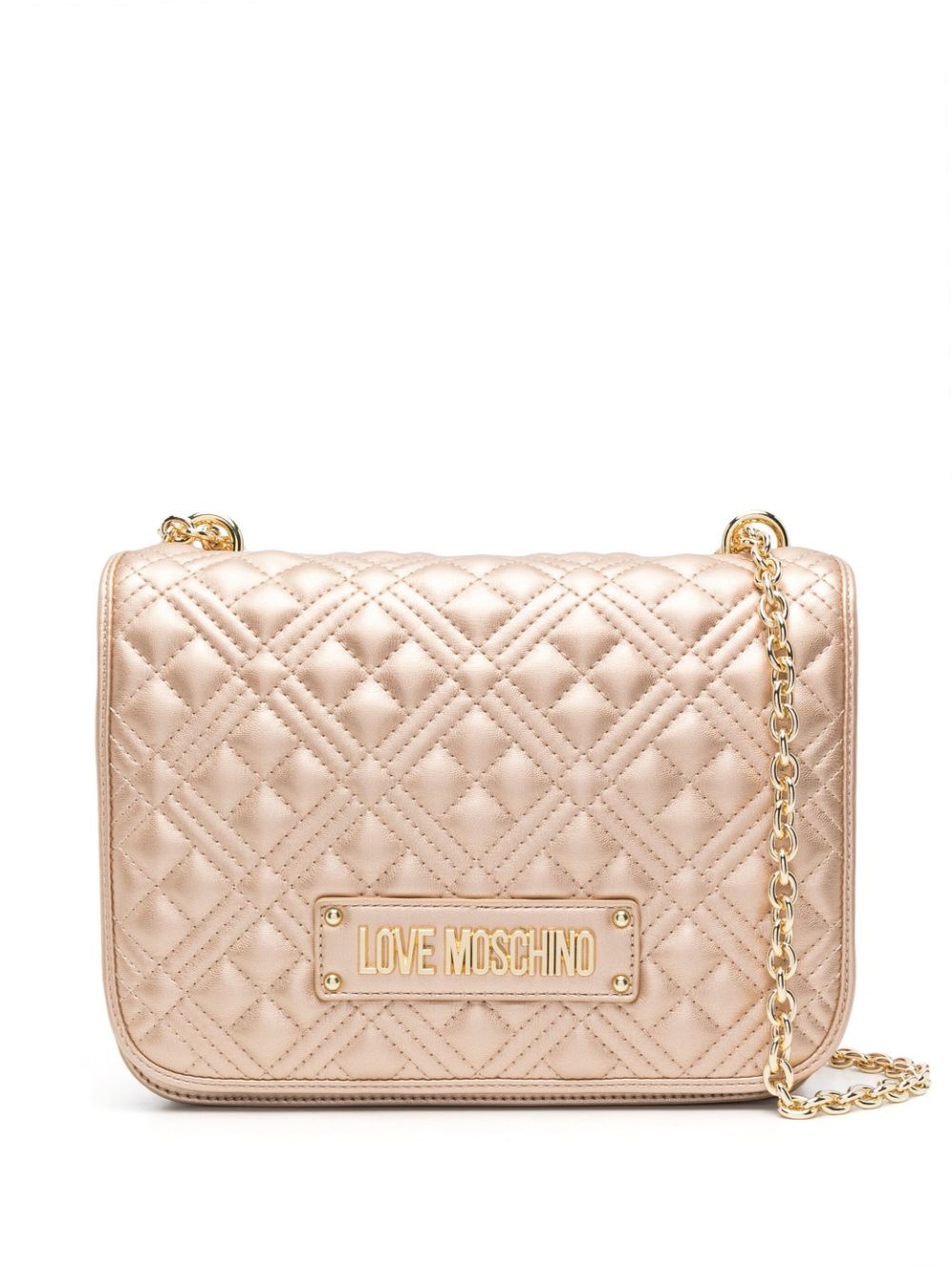 logo plaque quilted shoulder bag - 1