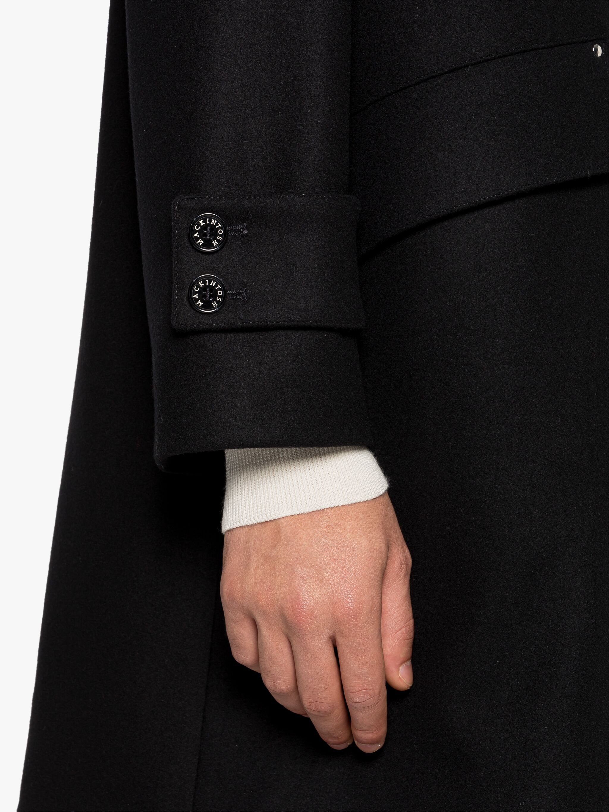 HUMBIE HOOD BLACK WOOL OVERCOAT - 6