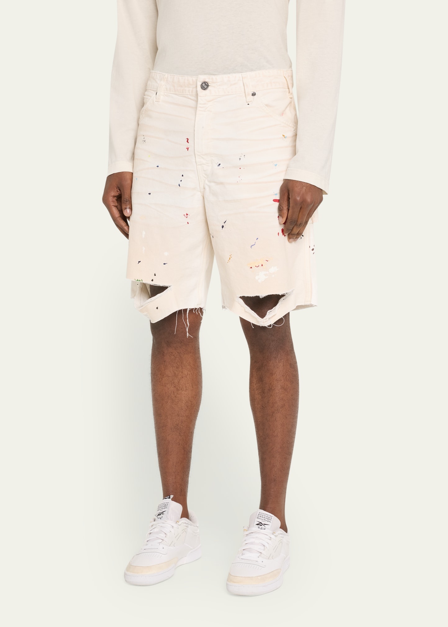 Men's Flea Paint-Splatter Cotton Carpenter Shorts - 4