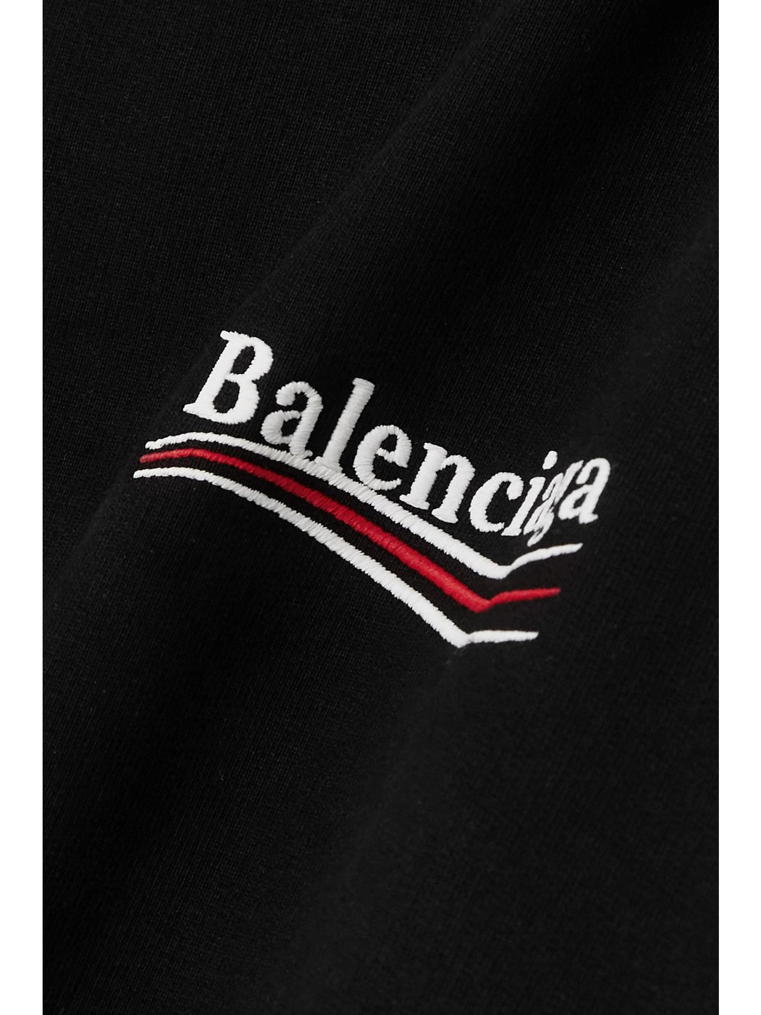Embroidered printed cotton-jersey hoodie Black - 4