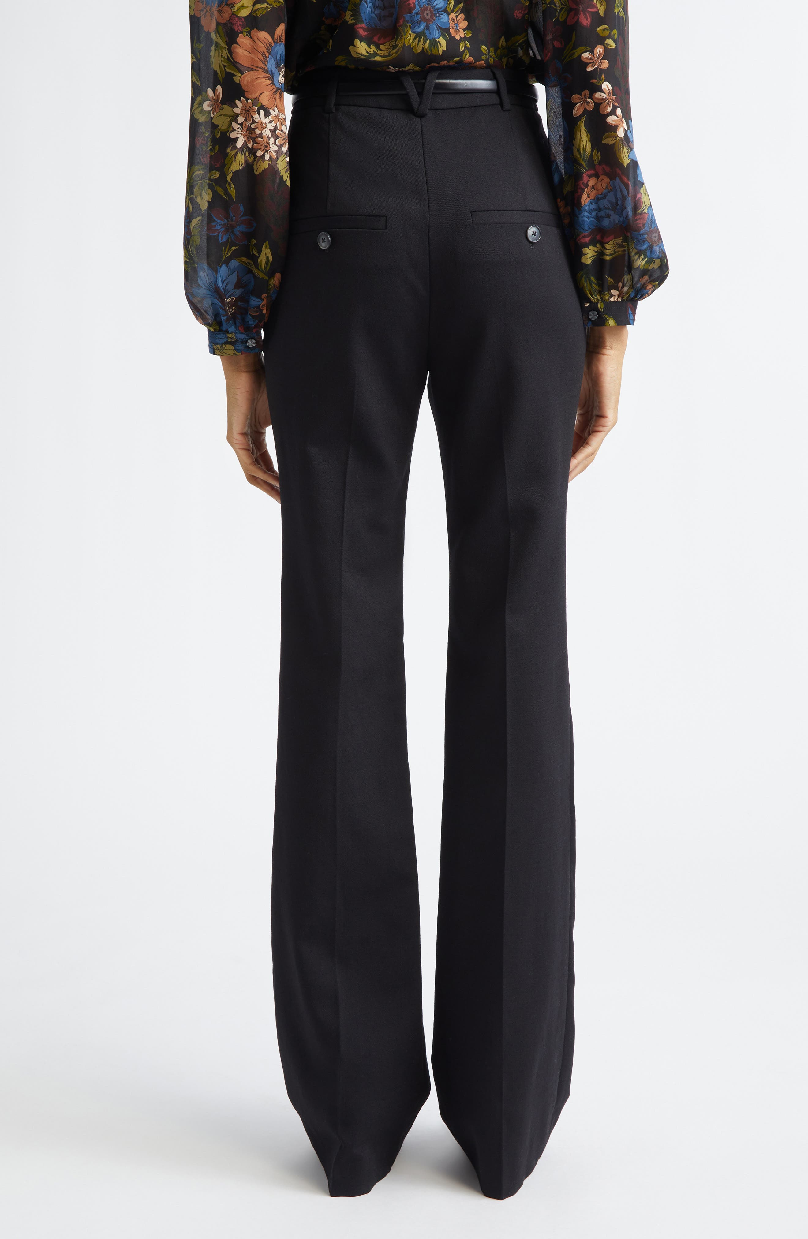Veronica Beard Gracie Stretch Wool Flare Leg Pants in Black at Nordstrom - 3