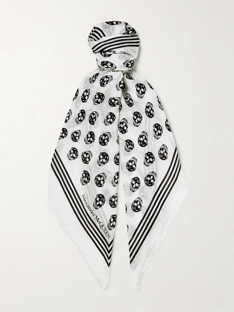 Fringed Logo-Print Modal Scarf 1