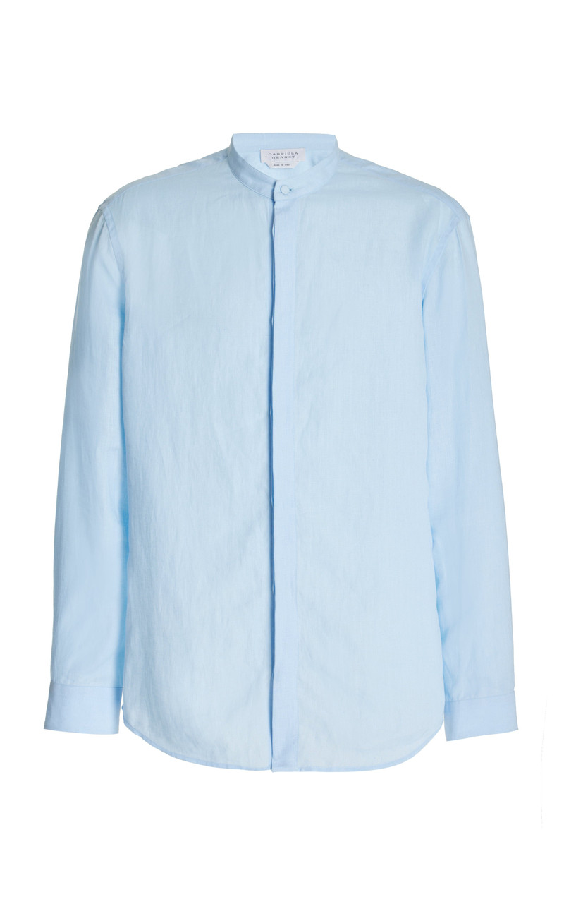 Ollie Shirt in Light Blue Linen 1