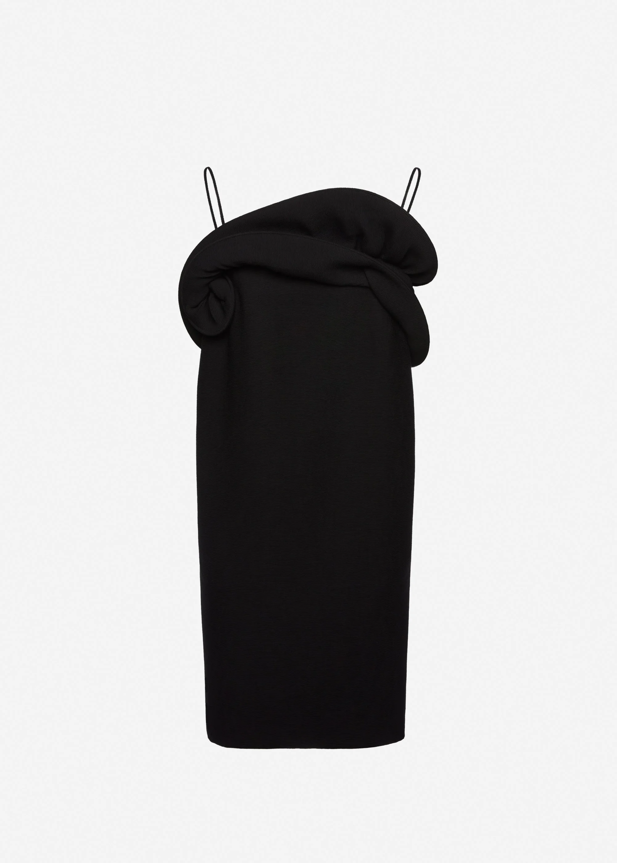 Sculptural neckline dress in black - 1