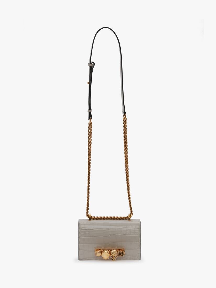 Mini Jewelled Satchel in Grey - 5