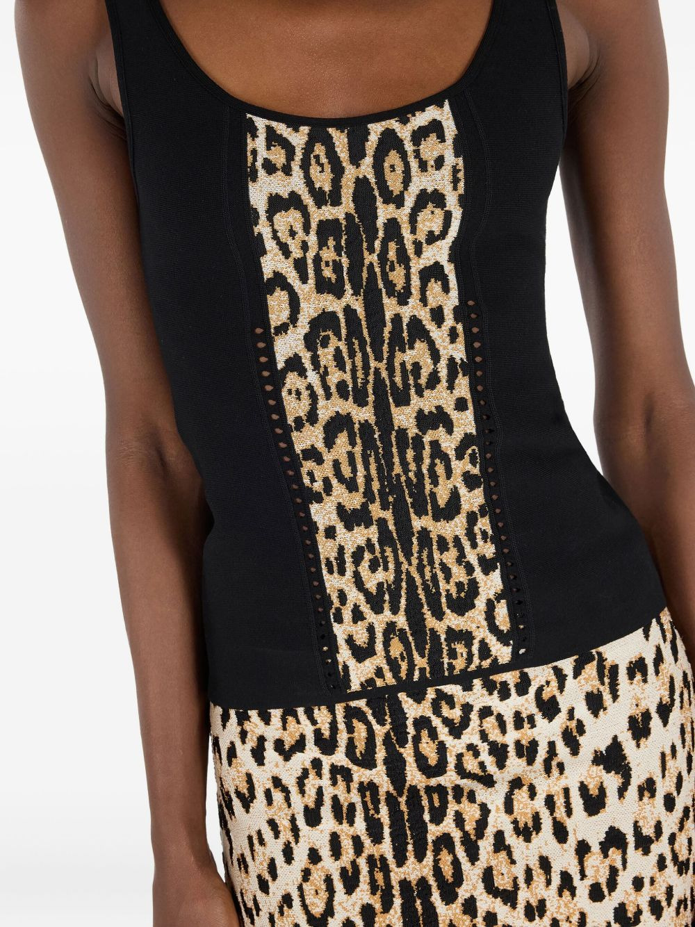 jaguar-print panelled top - 5