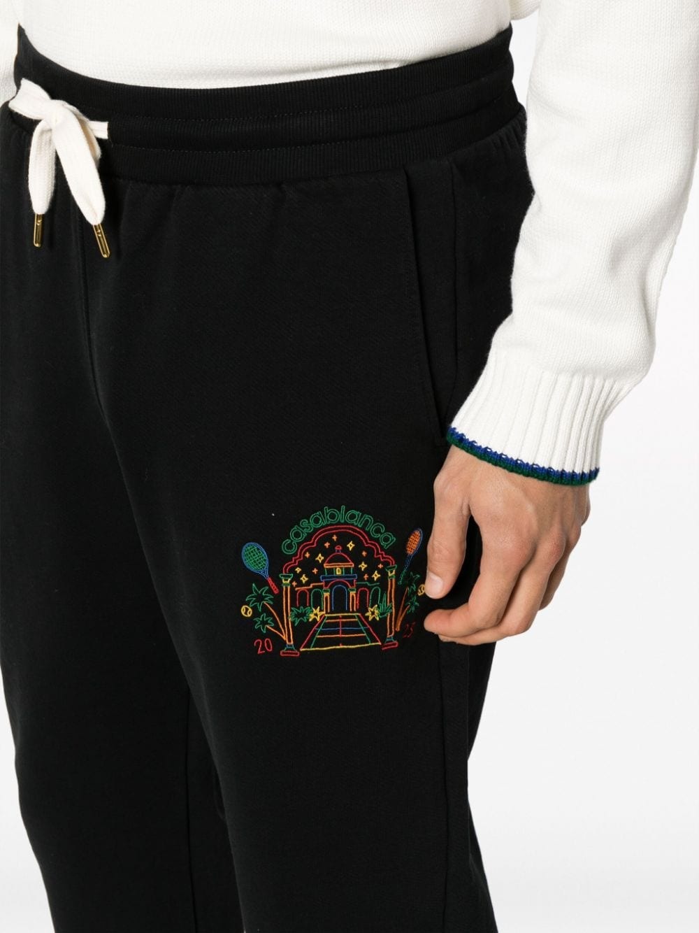 Rainbow Crayon Temple-embroidery track pants - 5