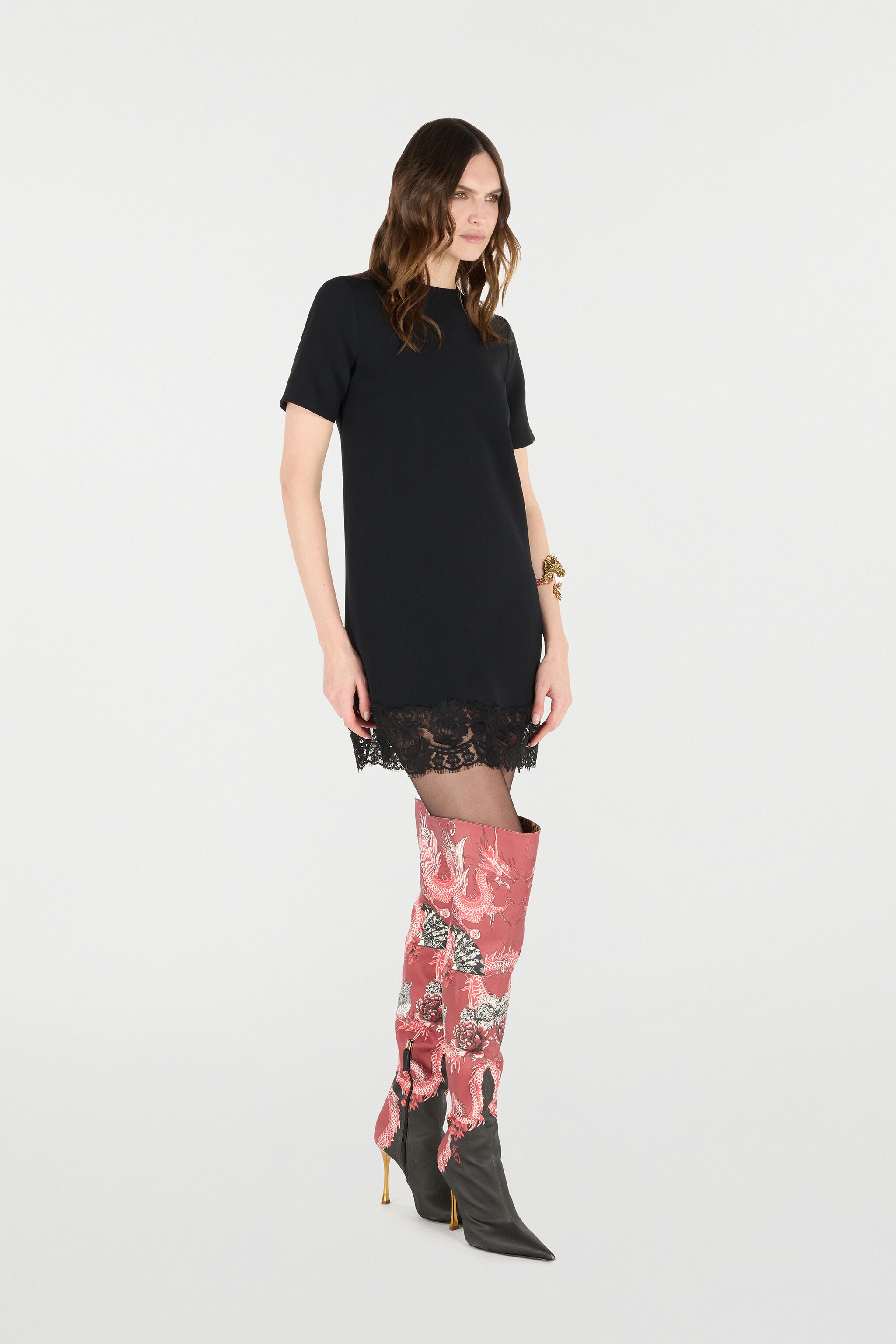 Mini Dress with Lace Hem - 3
