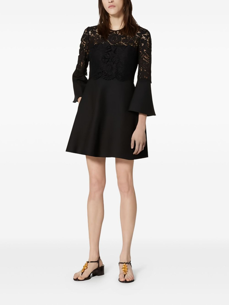 Valentino lace-paneled flared dress outlook