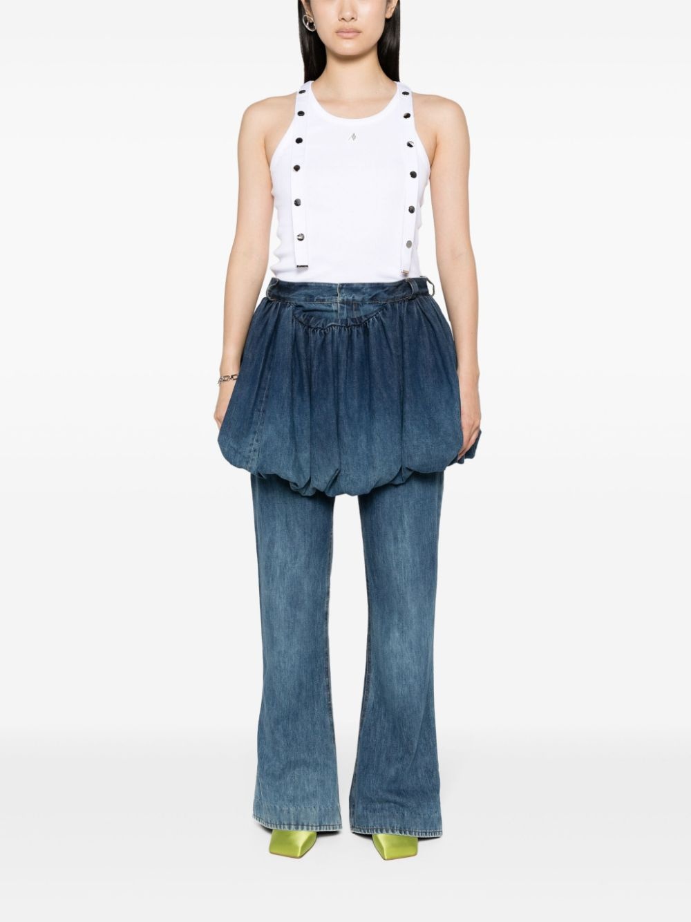 strap-detail ribbed tank top - 2