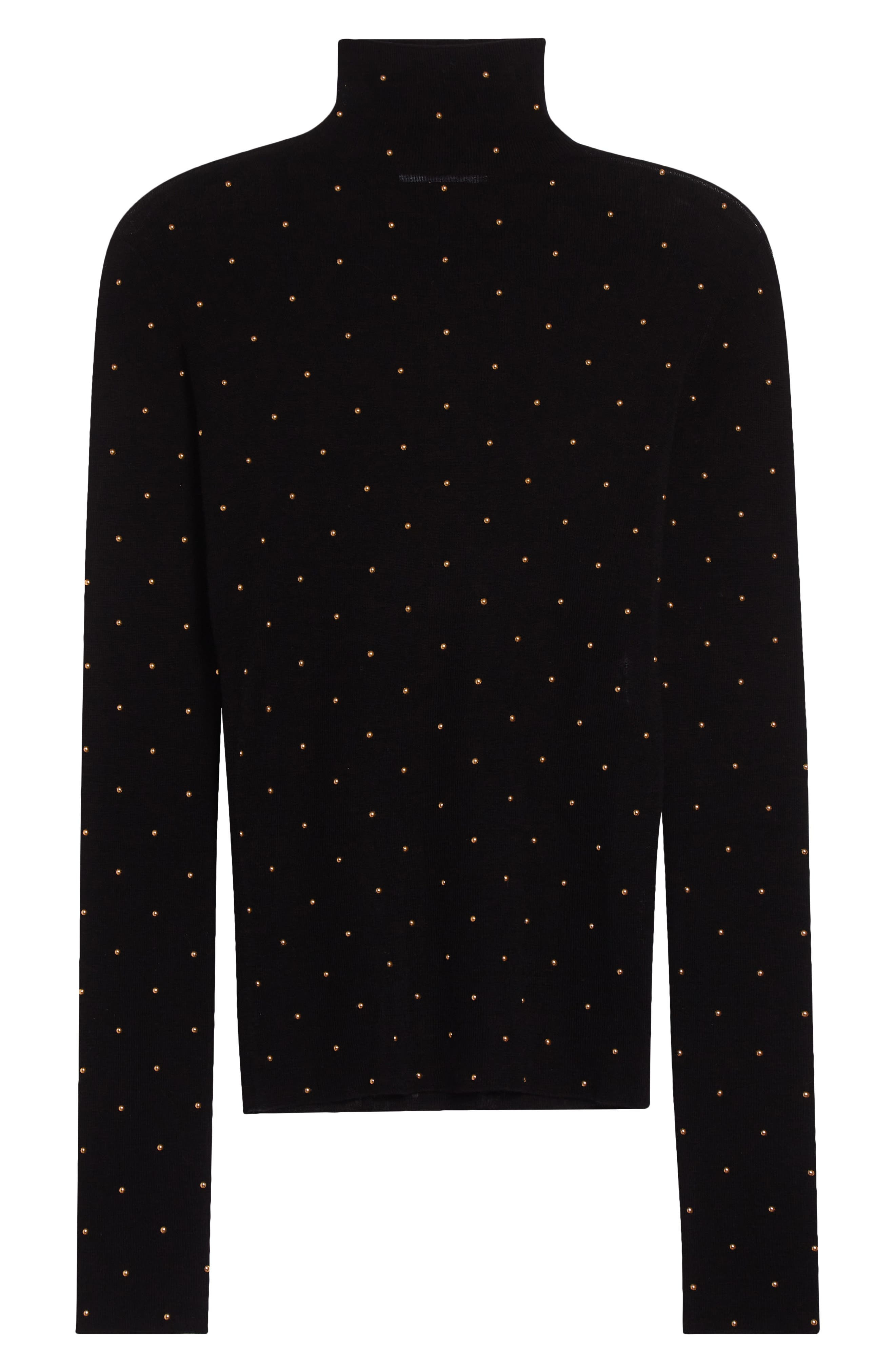 Rabanne Studded Funnel Neck Wool Sweater in Black at Nordstrom - 1