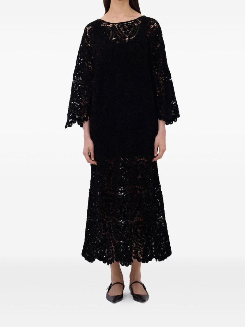 Loulou de Saison CIKO crochet-pattern bell-sleeve midi dress outlook