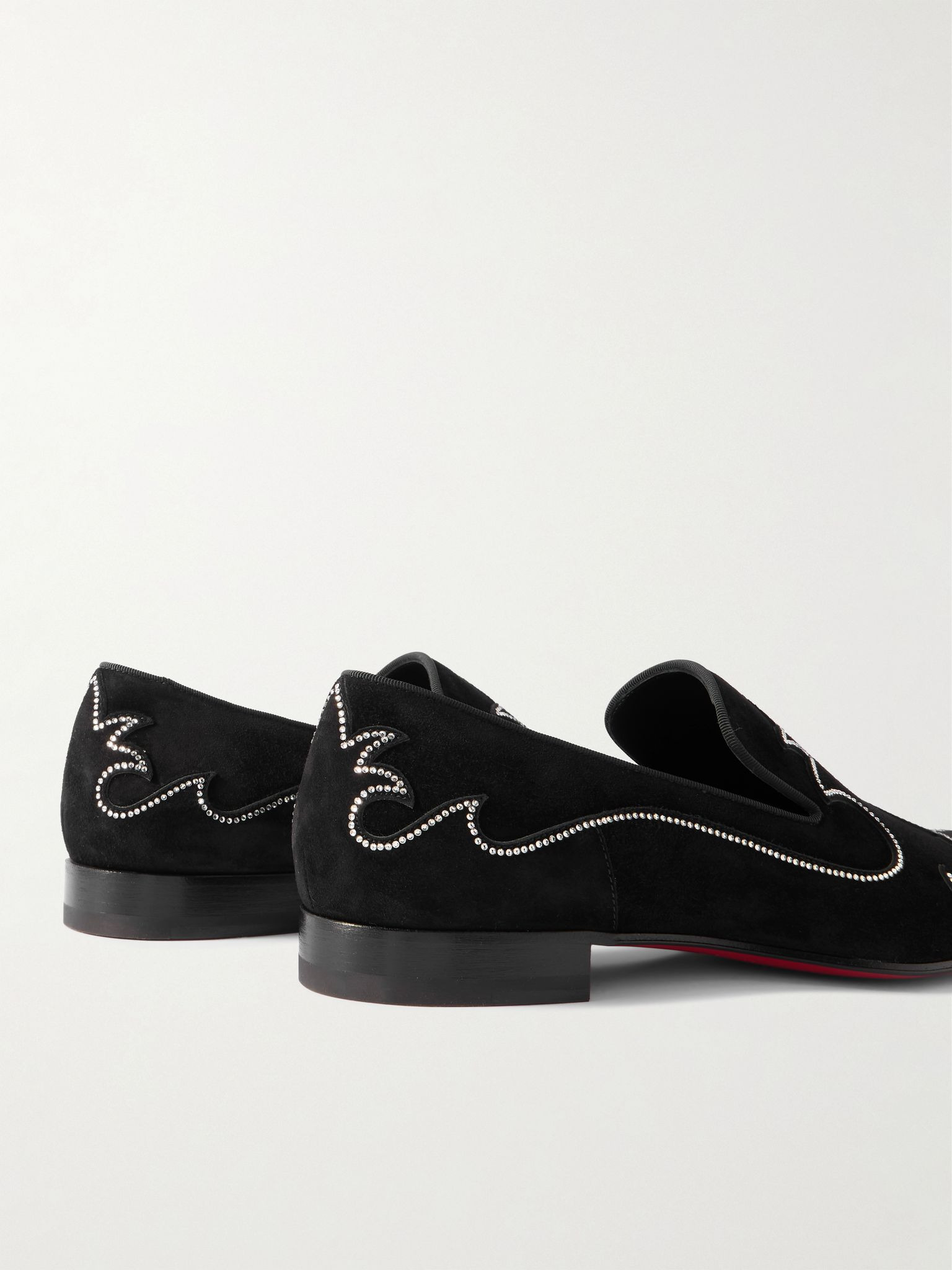 Dandysiago Grosgrain-Trimmed Embellished Velvet Loafers Black - 5