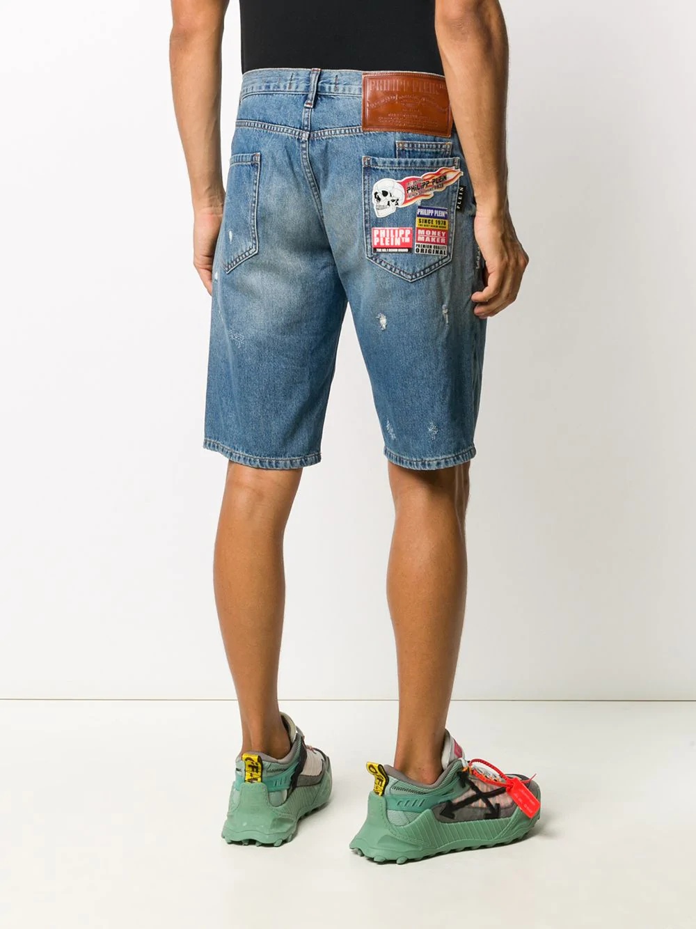 Skull On Fire denim bermudas  - 4