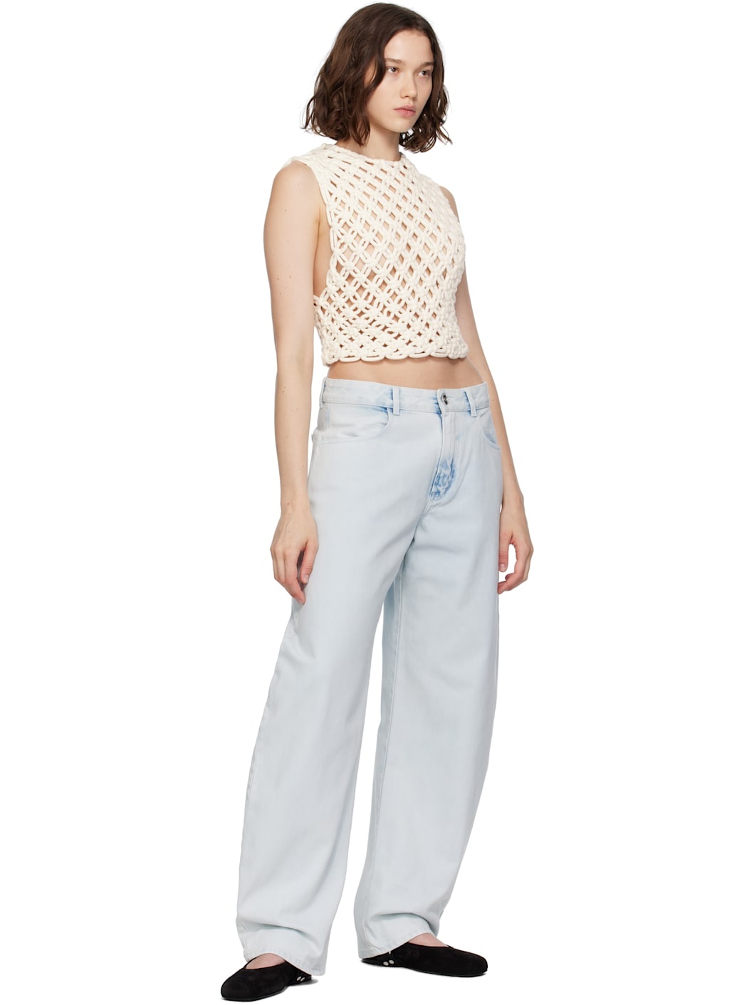 Blue Low Waist Round Jeans - 4
