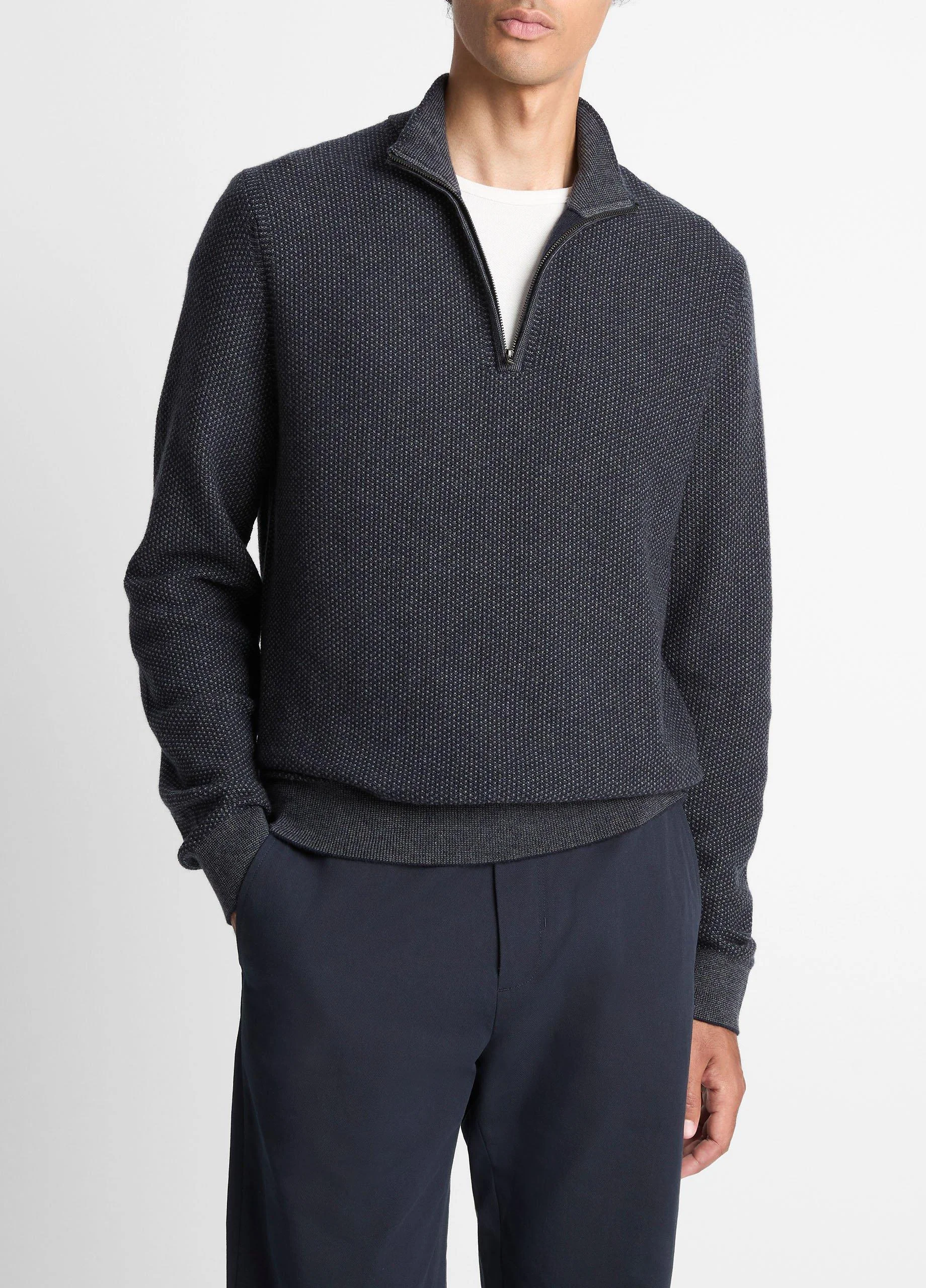 Geo-Jacquard Wool-Blend Quarter-Zip Sweater - 1