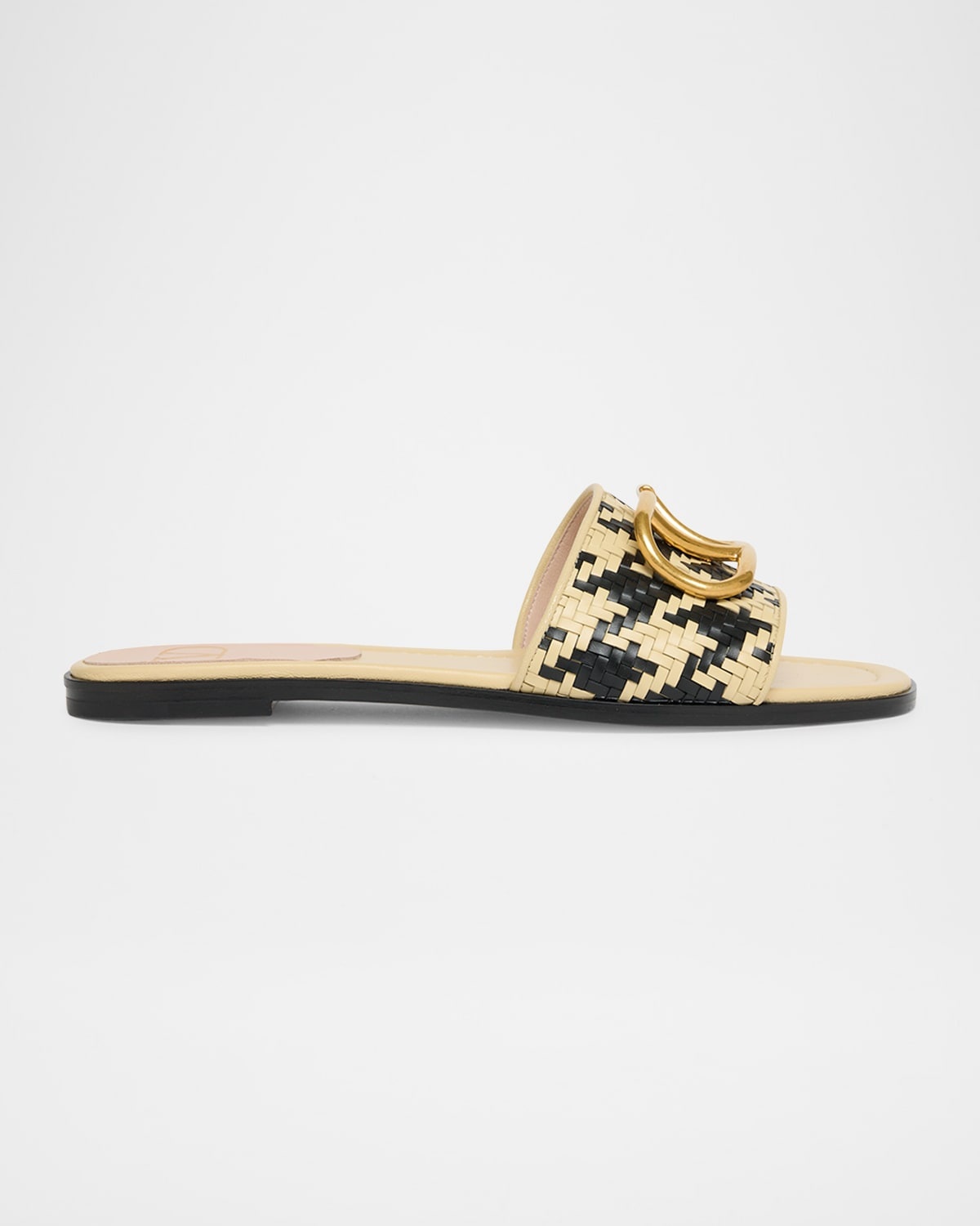 VLogo Signature Houndstooth Woven Slide Sandals - 1