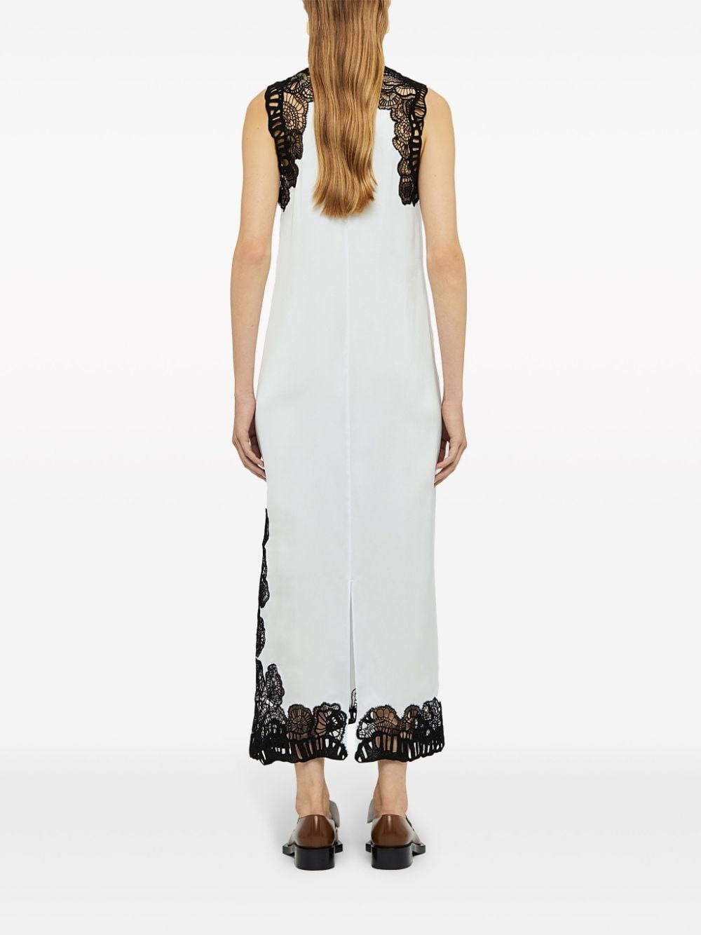 floral-embroidered sleeveless midi dress - 3