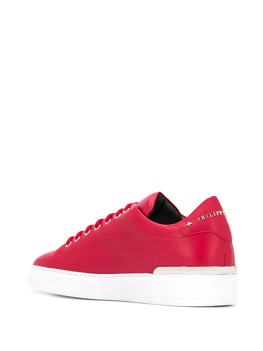 skull-appliqué leather low-top sneakers - 3