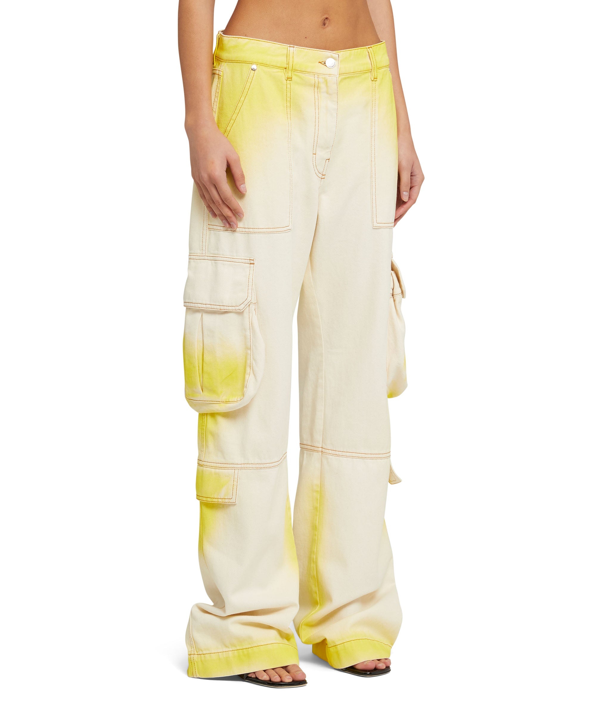 Bull cotton cargo pants with faded treatment - 4