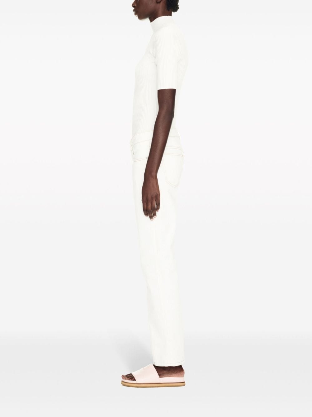contrast-stitching straight-leg jeans - 3