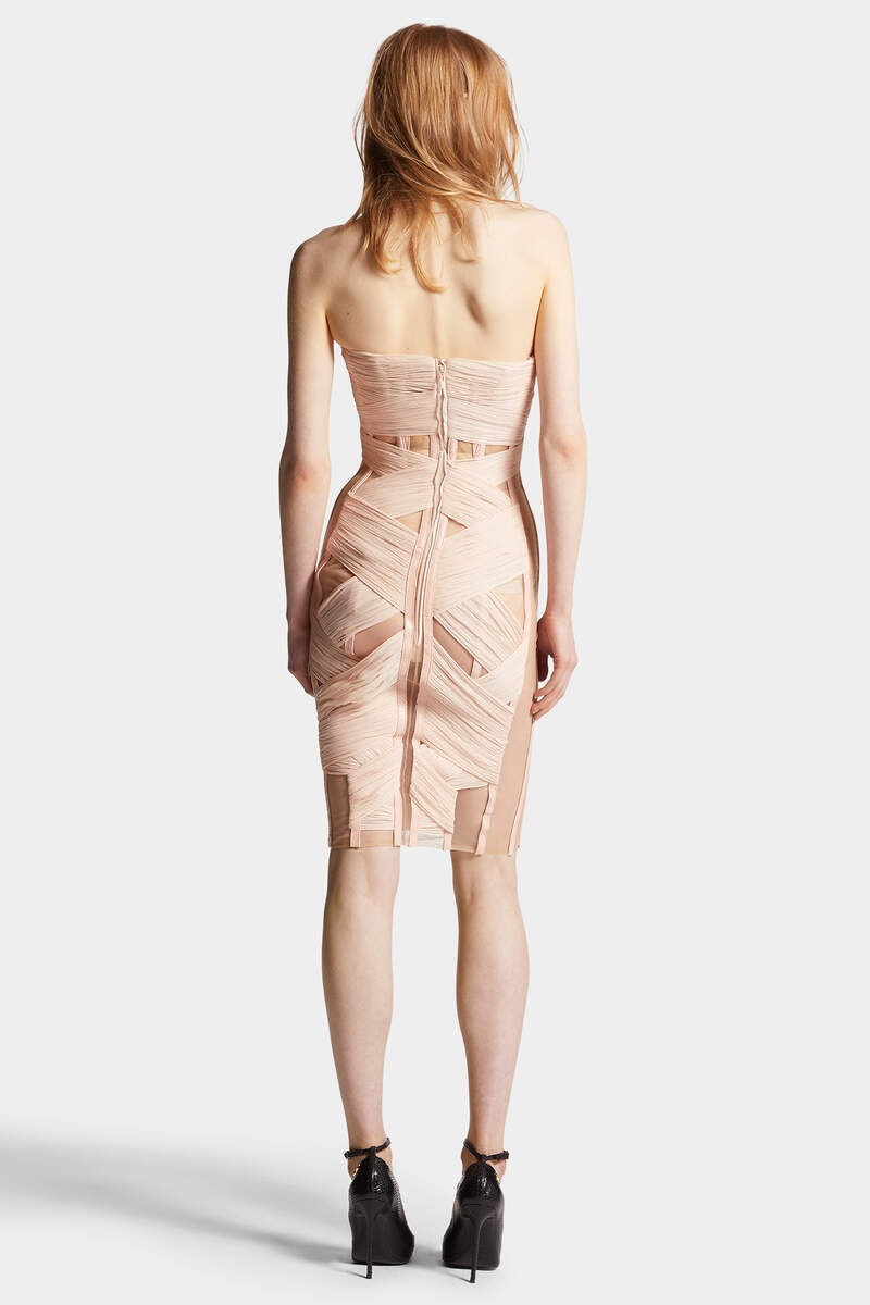 FRIZZY DOUBLE CHIFFON BANDAGE CORSET DRESS 4