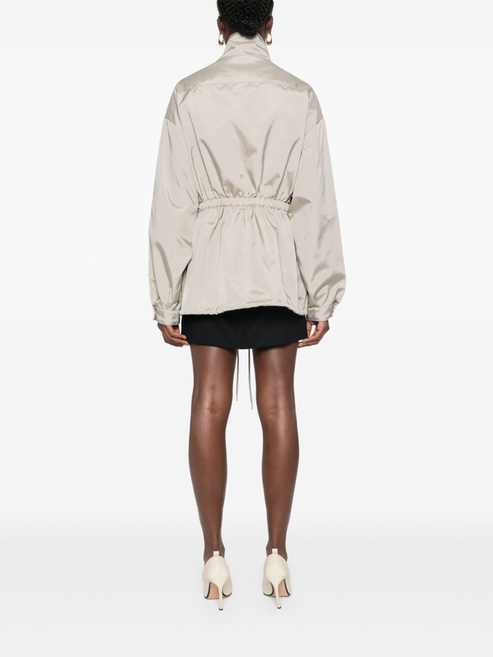 drawstring zip-up parka - 4