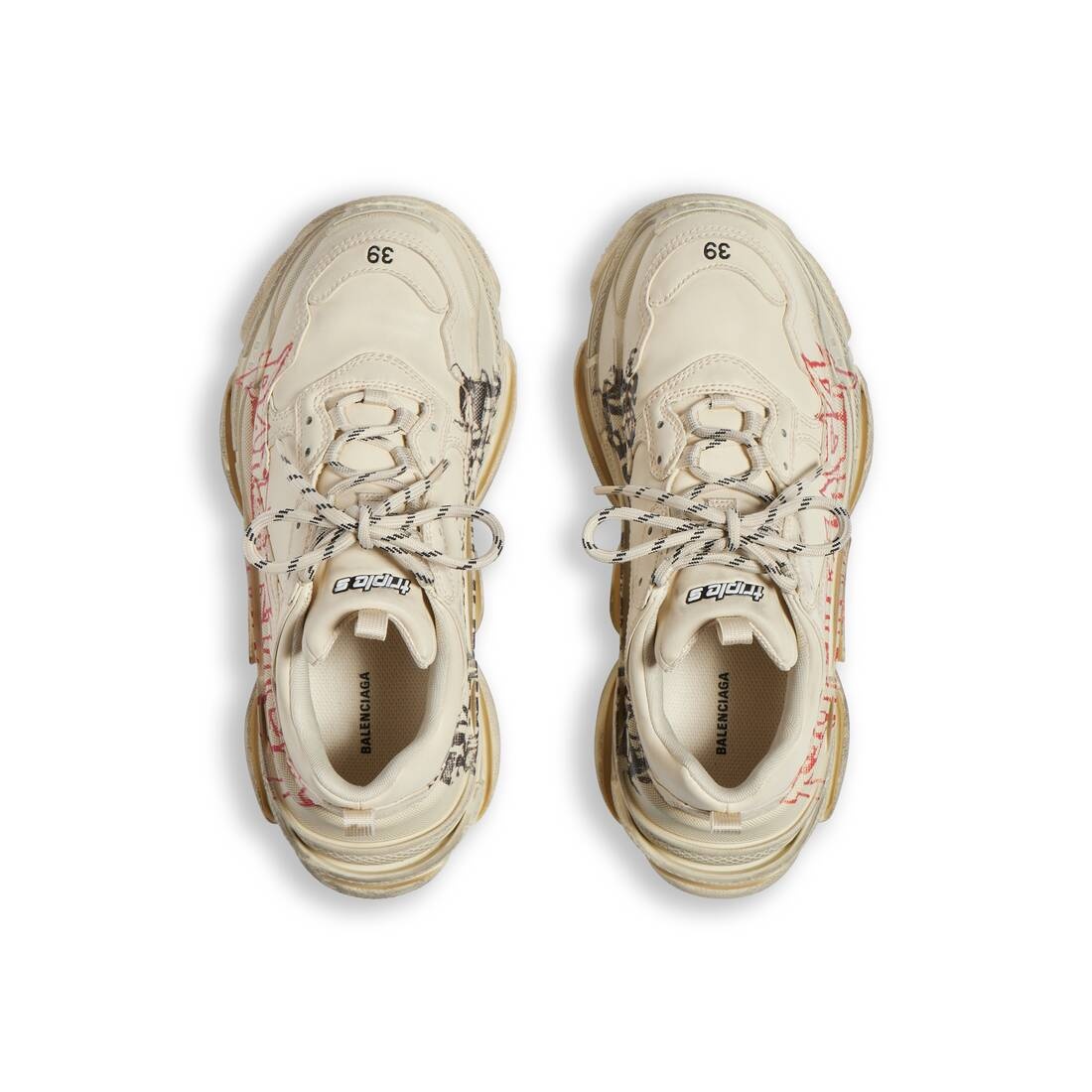 BALENCIAGA Men's Triple S Sneaker Diy Metal in White/red
