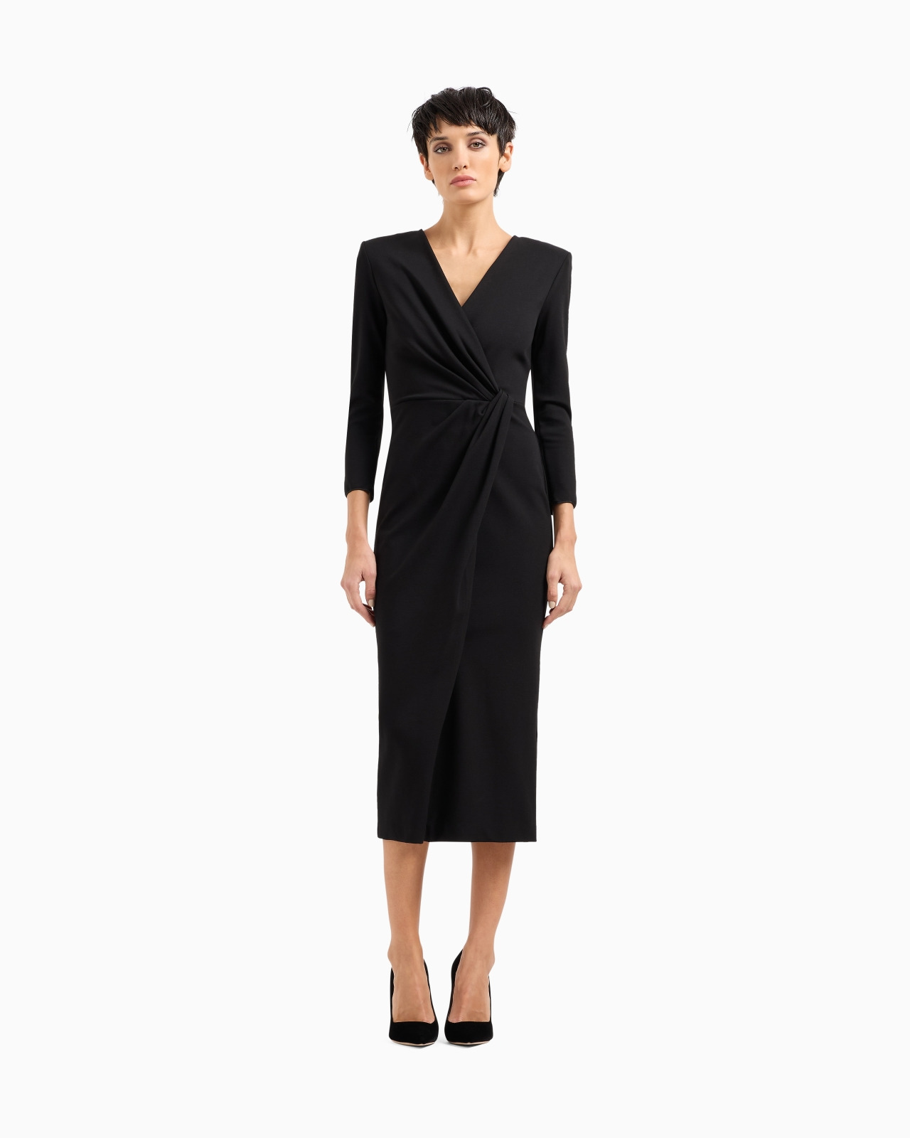 Viscose-blend Milano-stitch midi dress - 4