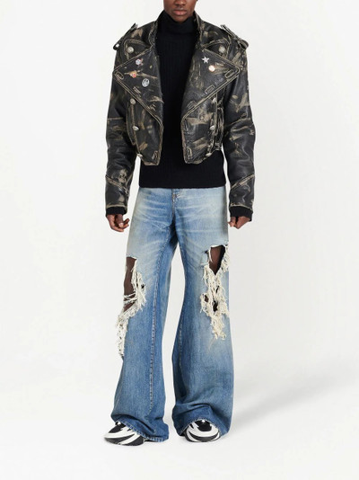 Balmain ripped faded flared bootcut jeans outlook