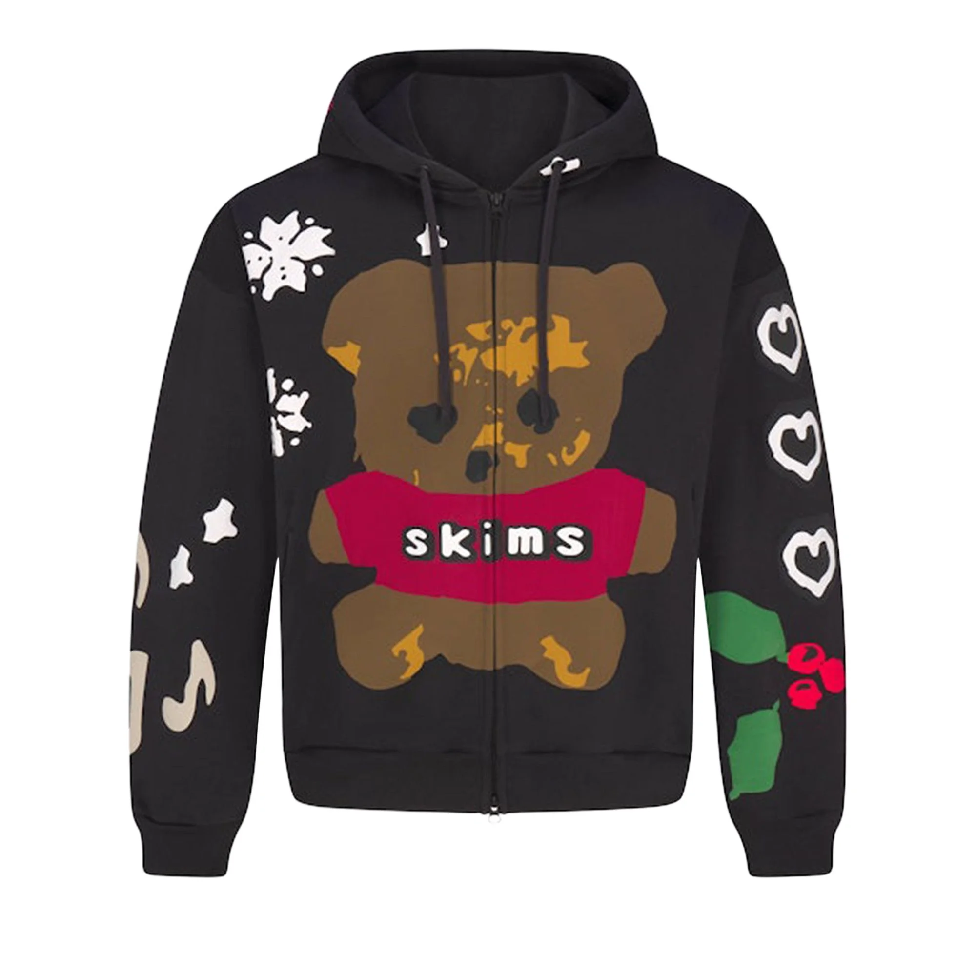 SKIMS x Cactus Plant Flea Market Heavyweight Fleece Relaxed Zip Up Hoodie 'Onyx Teddy Bear Print' - 1