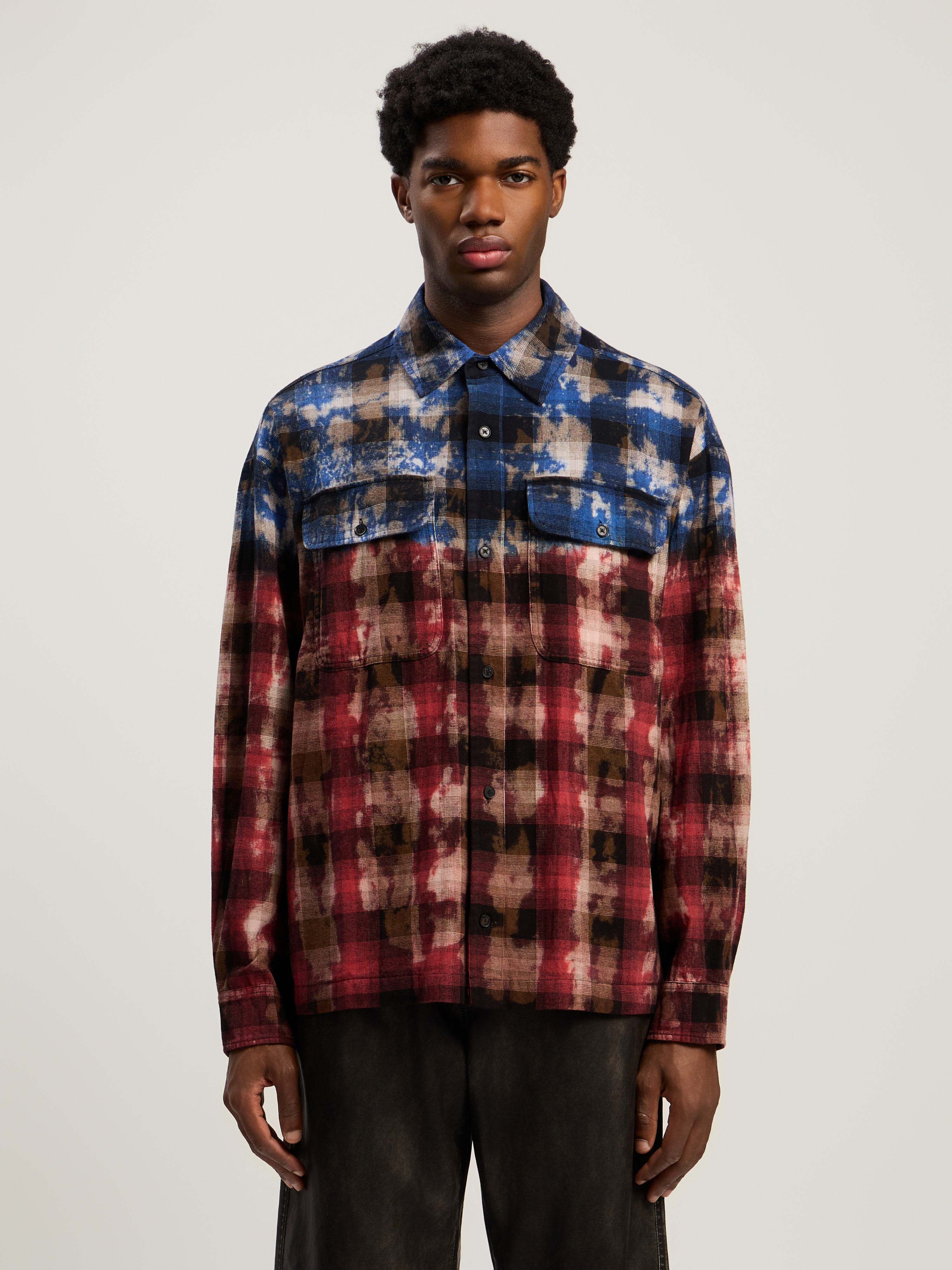 B Curved Logo Check Shirt L/S - 3