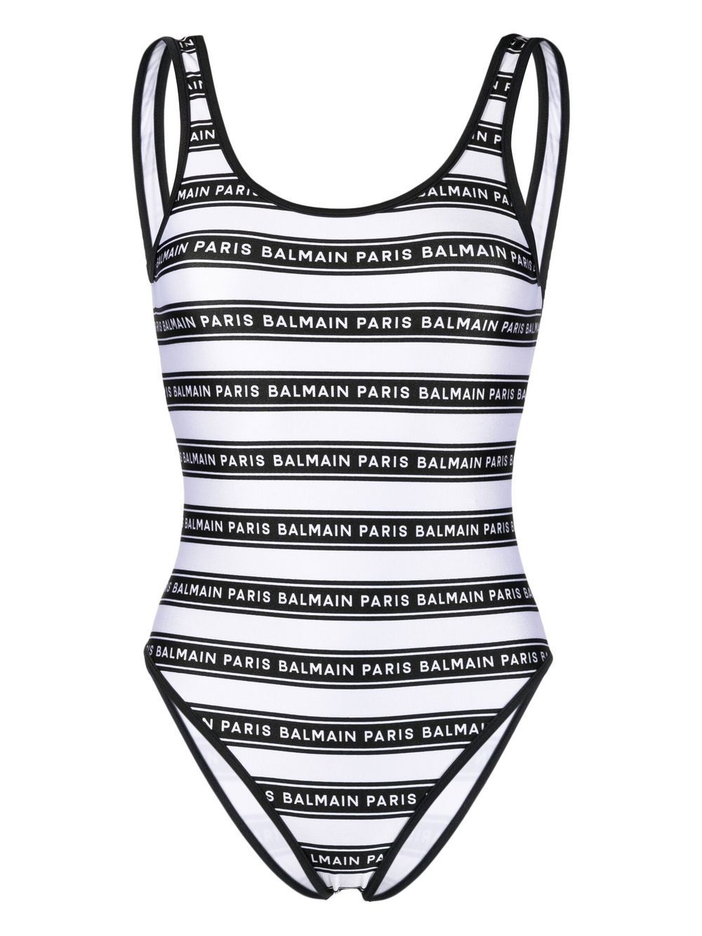 striped logo-print swimsuit - 1