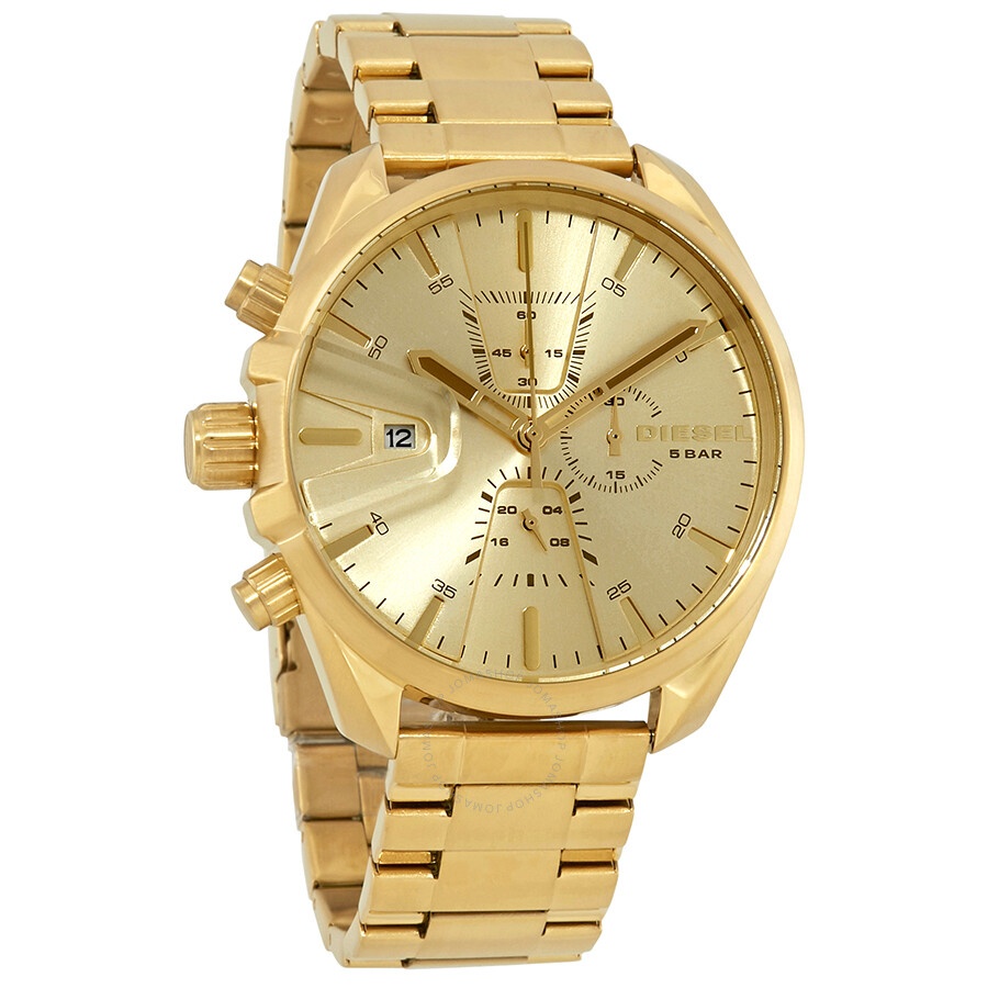 Diesel MS9 Lefty Chronograph Quartz Gold Sunray Dial Men's Watch DZ4475 - 1