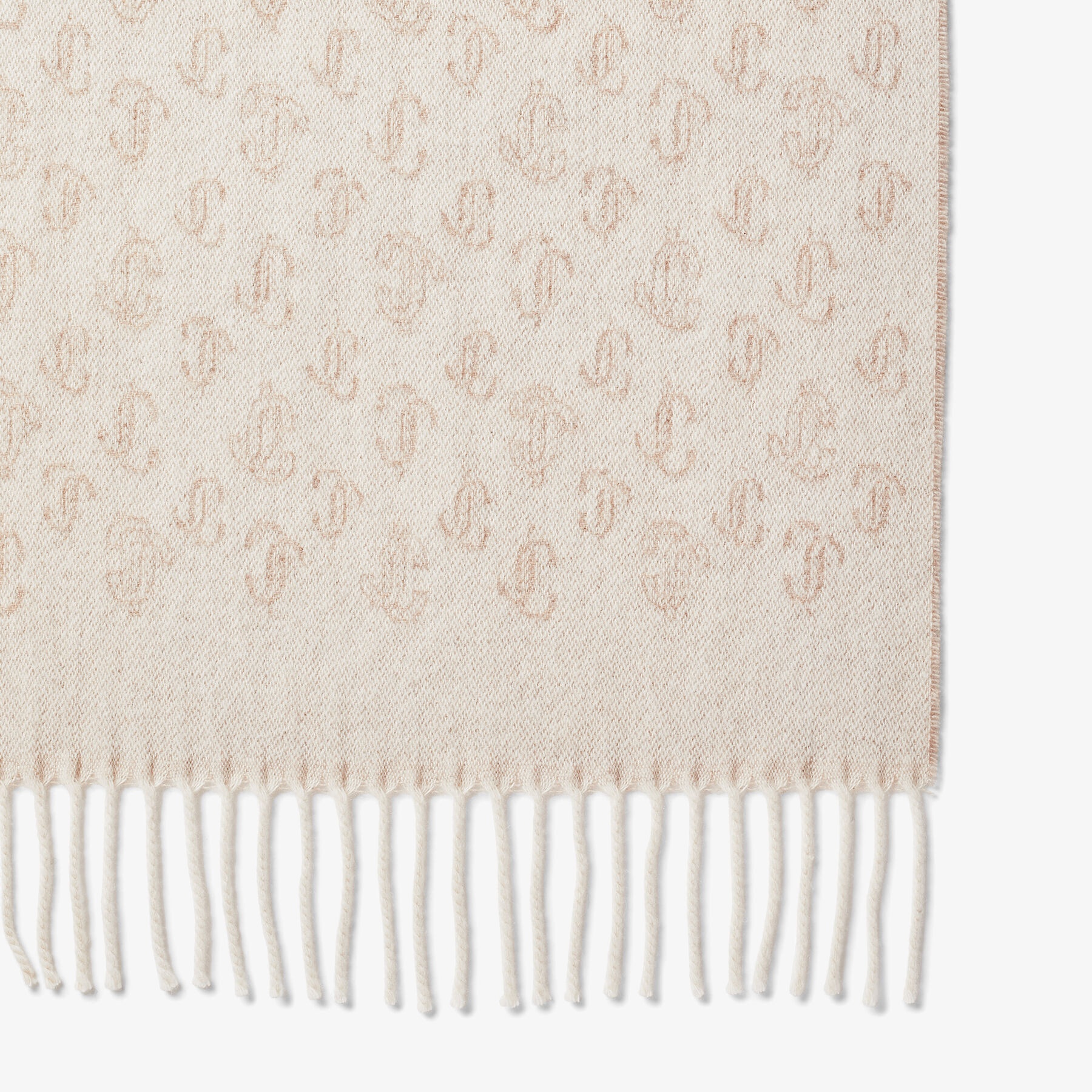 Belen
Latte Cashmere and Wool Scarf with JC Monogram Repeat Pattern - 3