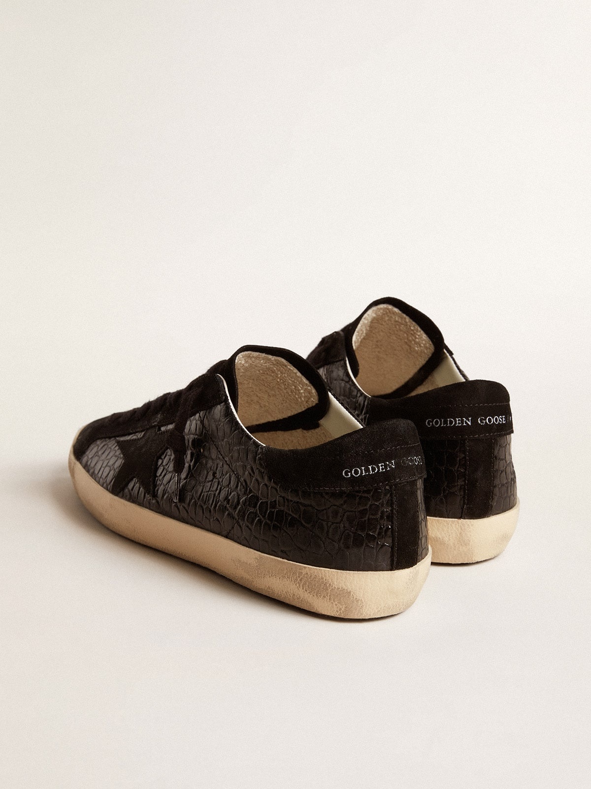 Super-Star LTD in crocodile-print leather with black suede inserts - 4