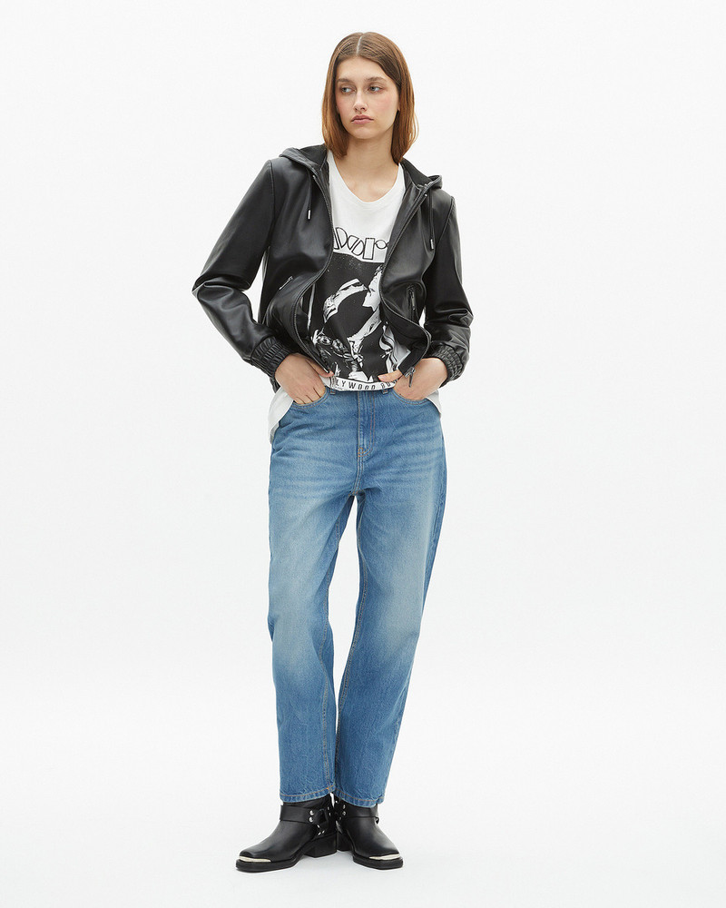 BLACK LEATHER HOODED JACKET 5