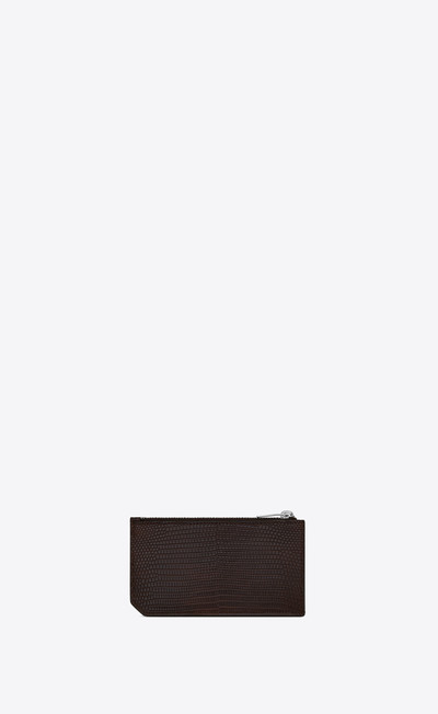 SAINT LAURENT fragments zipped card case in lizard outlook