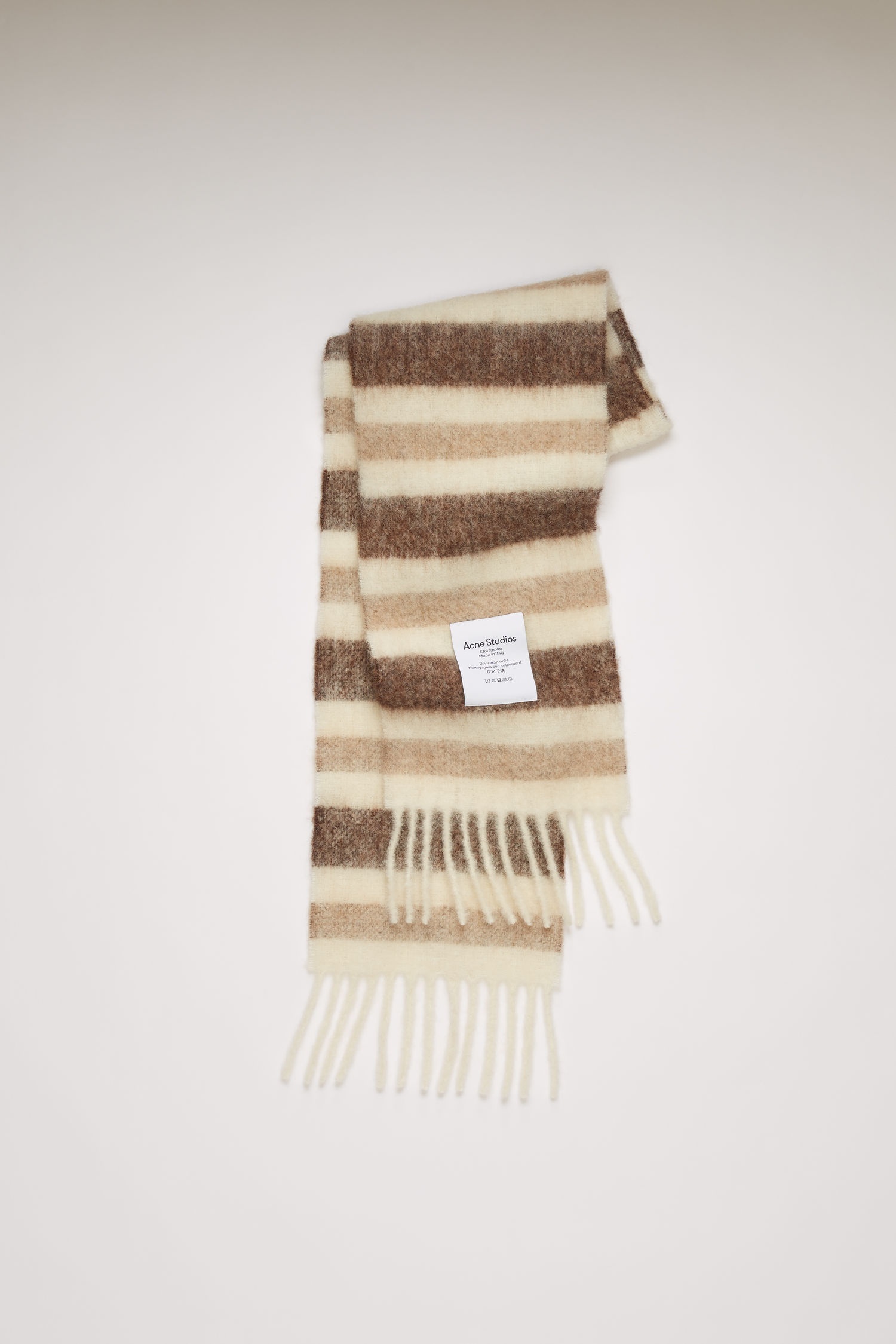 Striped scarf white/beige/brown - 1