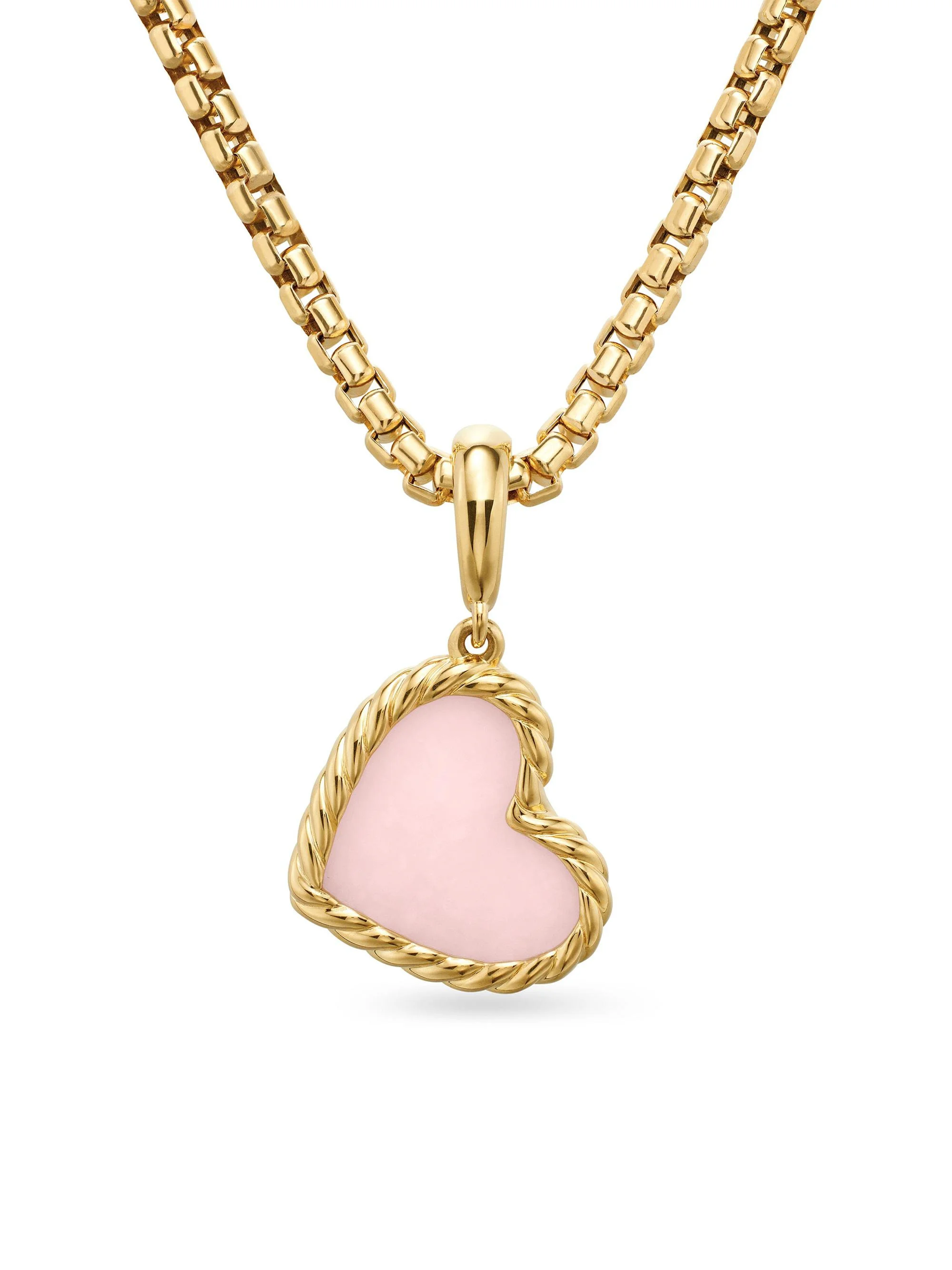 Women's DY Elements Heart Amulet in 18K Yellow Gold - Pink Opal - 1