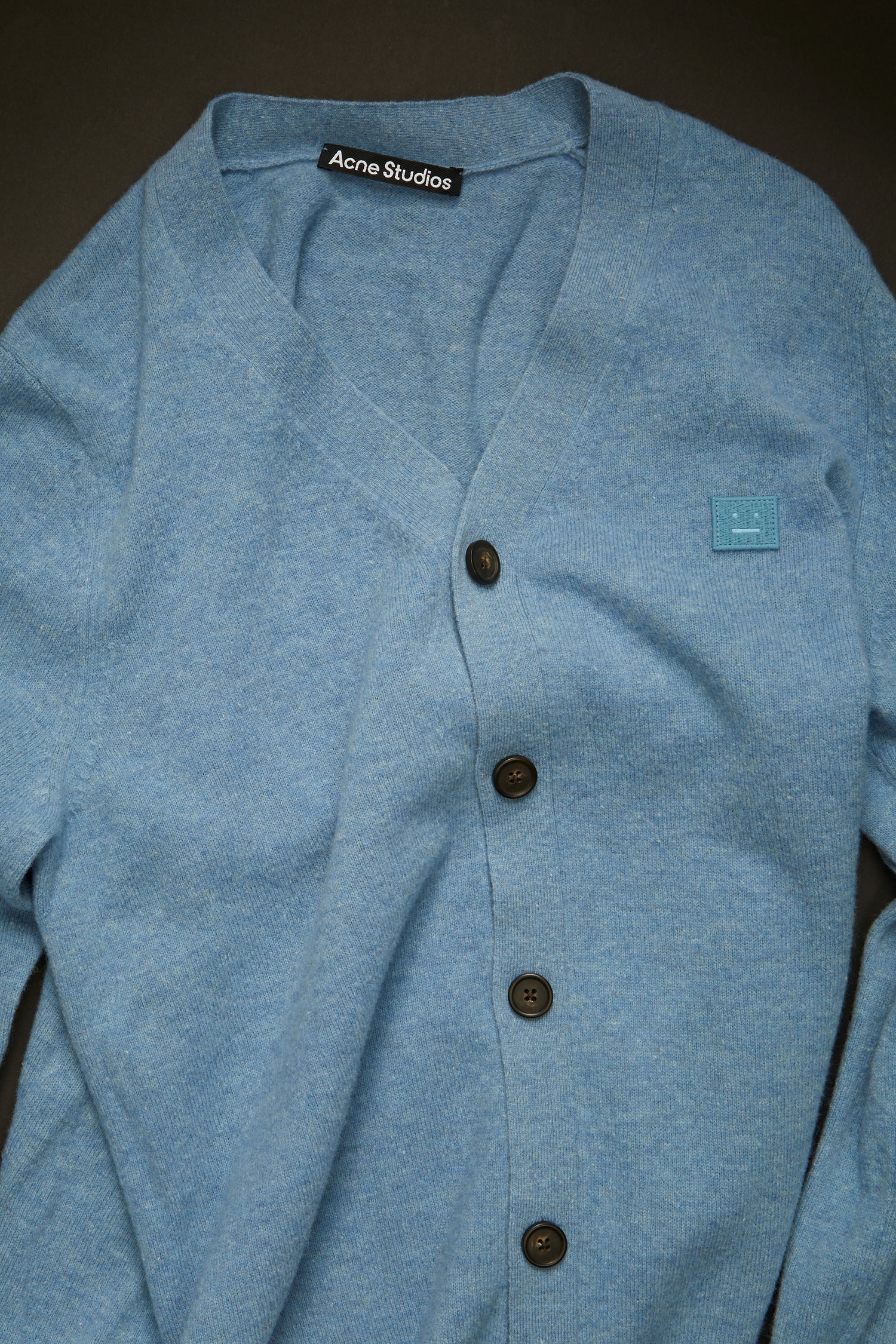 V-neck wool cardigan mineral blue - 4